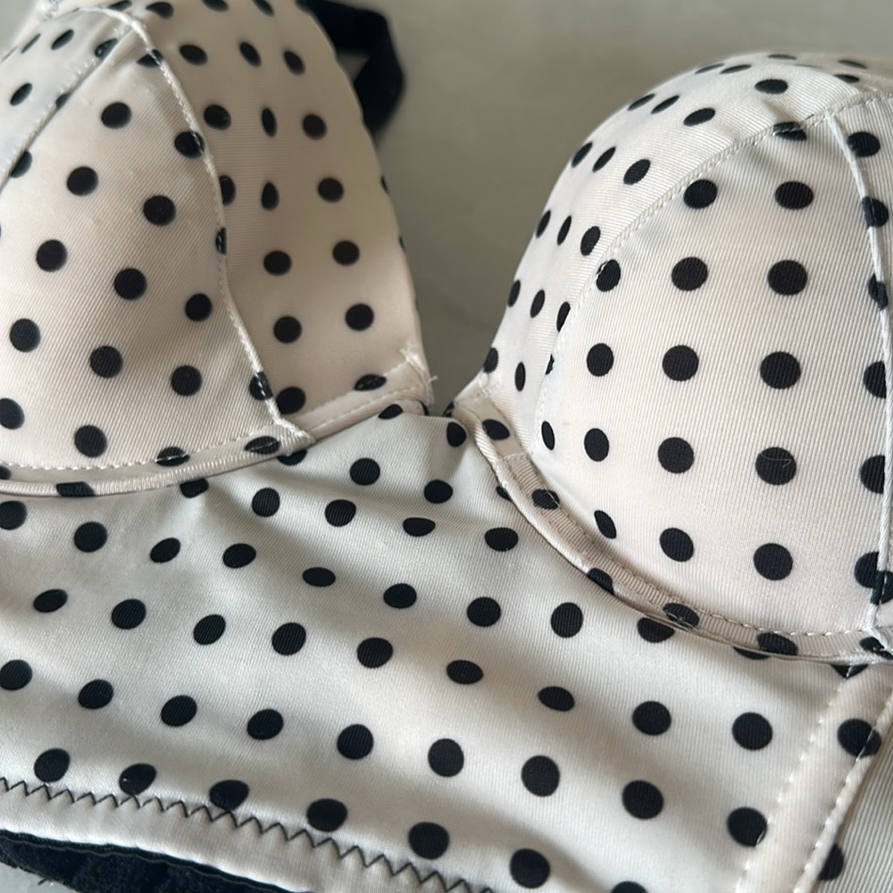 Cream peach with Black Polka Dot Bustier - Picture 3 of 6